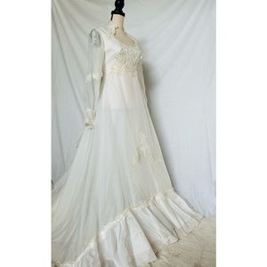Vintage Bohemian 1970's Wedding Dress S